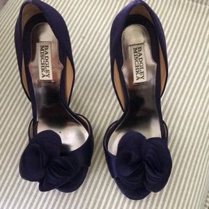 Sassy satin Baggley Mischika purple heels